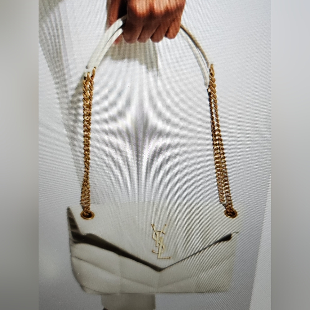 NEW Saint Laurent Lou Puffer SMALL YSL Shoulder Bag Quilted Leather W/Gold Chain